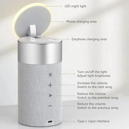 E42 3-in-1 Sound System, Lamp & Wireless Charging Station